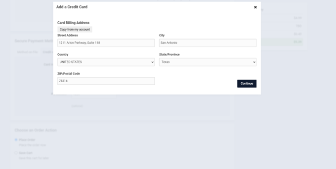 Adding New Card Billing Information